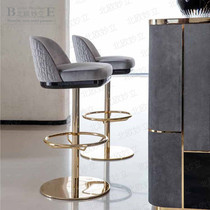Light luxury bar chair modern simple stainless steel bar chair rotating high stool model house home bar stool