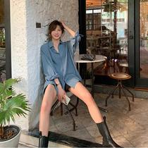 Pregnant womens shirt spring and autumn top 2021 new womens wear long sleeve niche chic shirt gentle style Korean