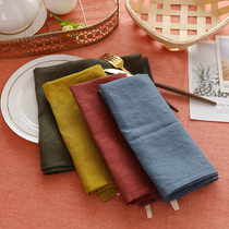 ins wind solid color linen placemat Japanese cotton and hemp household fabric anti-hot table mat Large size Western insulation mat