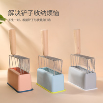 Pet cat litter shovel candy-colored metal cat litter shovel set cat poop shovel tool large wooden handle shovel supplies