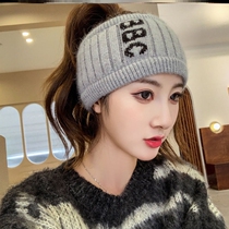 Hats suitable for high ponytail women autumn and winter Joker tie high braids wearing hats running empty hats women winter