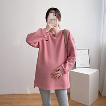 Pregnant Woman Spring Clothing Suit Fashion style Casual Pure Cotton Sweater Out of Breastfeeding Moms Blouse Blouse Autumn Winter Plus Suede Jacket