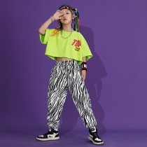 Korean Girl Fried Street Jazz Dance Suit Children Hip Hop Street Dance Suit Girl Short Sleeve Open-air Show Debut