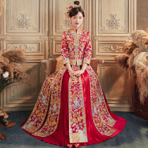 Dragon and phoenix coat bride 2021 new Xiuhe dress wedding Chinese wedding dress summer style cabinet dress slim toast dress