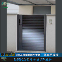 Wrought iron gate Villa community door Stainless steel courtyard portal outer door Garden Japanese-style simple courtyard door louver door