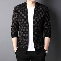 Plus size knitwear cardigan mens autumn and winter Youth Tide brand handsome and fat sweater coat loose wool top