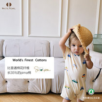 WhiteWheat baby organic horse cotton baby short sleeve one-piece clothing bag fart clothes Harvest baby one-piece suit