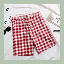Can go to water beach pants men swimming hot spring quick-drying ~ anti-embarrassing loose five-point mens swimming trunks ~