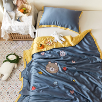 Cartoon Embroidered Thin summer 60 heather children Summer cool by ice silk Kindergarten Nap Air Conditioning by a machine washable