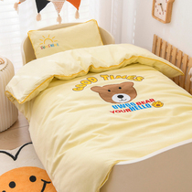 Class A pure cotton kindergarten quilt three-piece cartoon newborn children quilt cover quilt cotton into the garden bedding cute