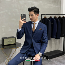 Saretera bird eye pattern suit suit suit suit mens three-piece business dress slim groom wedding suit