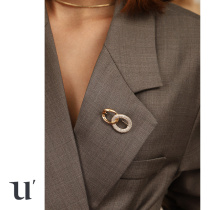 Temperament Brooch Woman Full Drill Suit Fashion Geometric Refined Ornaments Korea Ins Tide Elegance Luxurious Chest Flowers