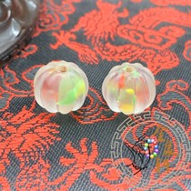 Collection Ming and Qing dynasties crystal color cover five-color colorful old glazed melon bead size 15mm Buddha beads with beads