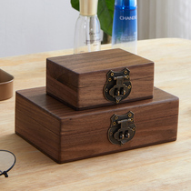Black walnut box with lock storage box wooden certificate box desktop storage box for household full solid wood storage box