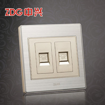 ZDG ZTE switch socket champagne gold metal brushed B8 series 2-digit telephone 86 type large panel concealed