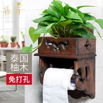 Thailand solid wood tissue rack toilet paper rack retro toilet tissue box toilet paper rack toilet paper rack