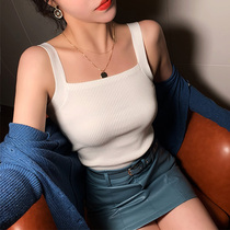Large size fat mm thin with knitted thick belt small sling Korean version of bottomless Joker vest female summer wear
