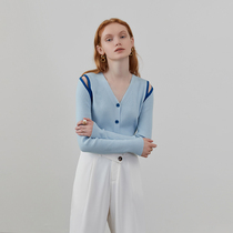 circlofy hollowed-out v collar knit cardiovert cardiovert 2022 spring autumn season new blouse and shoulder sweater sweatshirt