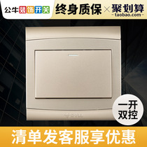 Bull G19 switch type 86 one-open dual-control Single-open 1-open household concealed wall panel socket brushed champagne gold