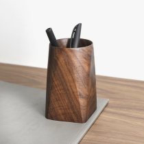 Japanese solid wood pen holder (good thing) walnut creative simple makeup pen storage tube to send teacher gift lettering