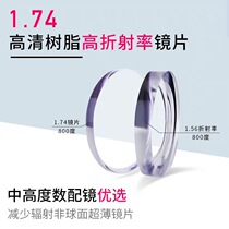 Eyeglass lenses High myopia with ultra-thin 1 74 aspherical anti-blue light lens with glasses myopia plus astigmatism discoloration