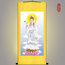High-definition South China Sea white Guanyin picture image Guanshiyin Bodhisattva Buddha hanging painting Buddhist Buddha hall worship scroll painting