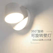 Wall lamp Bedroom reading bedside lamp Nordic room creative simple modern living room rotatable remote control double-headed small lamp