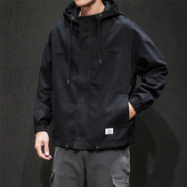 Work jacket mens spring and autumn winter plus velvet thickened Korean trend loose size Tide brand Joker casual jacket