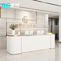 Front desk reception desk curved beauty salon counter simple modern luxury company clothing store bar Phnom Penh