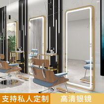 Net red barber mirror table Single-sided lamp hair salon special hair salon Mirror floor-to-ceiling hot dyeing mirror Hair cutting mirror table Simple