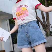 2021 new summer retro high waist denim shorts womens wide legs loose casual A word thin Korean version of hot pants