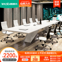 Yadis white office conference table long table simple modern size negotiation long table and chair light luxury paint table