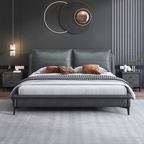 Bed technology cloth leather double bed modern simple solid wood wedding bed storage light luxury Master Bedroom 1 8 M cloth art bed