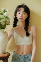 Xin Help Bra Adolescent Girl No Mark Lace Comfort Underwear Small Chest Poly bra No steel ring glossy Breathable Bra