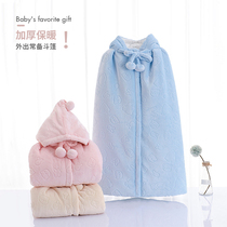 Gift box children female out warm cloak baby thick plus velvet shawl 0-6 year old boy autumn and winter cloak