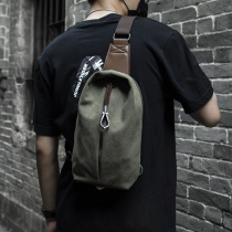 New shoulder bag canvas chest bag mens casual retro shoulder bag small bag sports riding backpack fashion messenger bag
