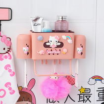 Kitchen Shelve Multifunction Home Children Cute Toilet Toothbrush Holder Mouthwash Cup Suit Free of perforated wall-hanging