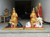 Worship the temple Buddha statue Resin Buddha Statue Gilt painted 90cm Manjushri Samantabhadra paste Gold Manjushri Samantabhadra statue