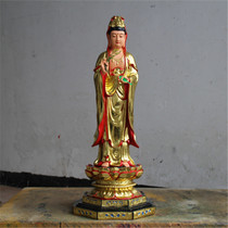 Factory direct sales resin buddha statue gilt painted 86cm station Guanyin Bodhisattva Gilt Guanyin station paste gold Guanyin Buddha