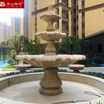 Stone Sculpture Fountain Yellow Rust Stone Water Bowl Eurostyle Courtyard Water Landscape Large Outdoor Square Garden Spray Basin Decoration