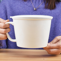 Ceramic white mug instant noodle cup with lid large water cup large capacity 1L extra large creative Cup 1000 ml cup