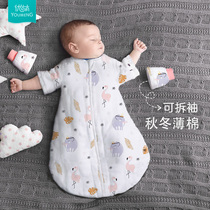 Baby sleeping bag spring and autumn gauze Cotton Four Seasons universal winter thickened childrens baby anti-kicking artifact