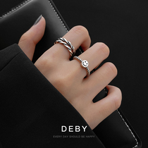 925 sterling silver smiley face ring female fashion personality ins tide retro style index finger light luxury niche design exquisite ring