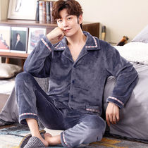 Large pajamas mens winter thickened coral velvet fattened mens pajamas autumn winter fat extra large size xxxxxl