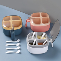 Seasoning box combination set household kitchen supplies salt sugar monosodium glutamate four-grid storage tank Oil pot