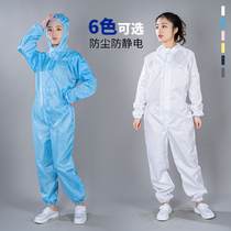 Anti-static conjoined clothing electronics factory clean workshop spray paint clothing dust-free clothing blue white men and women protective clothing