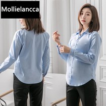 Spring and autumn maternity clothes fashion casual short trendy mom shirt Korean version of the business dress formal shirt Spring maternity top