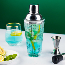 Glass shaker cup Milk tea shop special bartending equipment scale Hand-shaking bartending cup Shaker pot bartending set