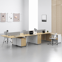 Special staff office table and chair combination simple modern office wood grain screen station office furniture 4 people 6