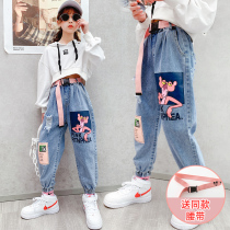 Girls pants Spring and Autumn wear 7-year-old girl Korean version 9 loose foreign atmosphere 8 autumn childrens jeans 6